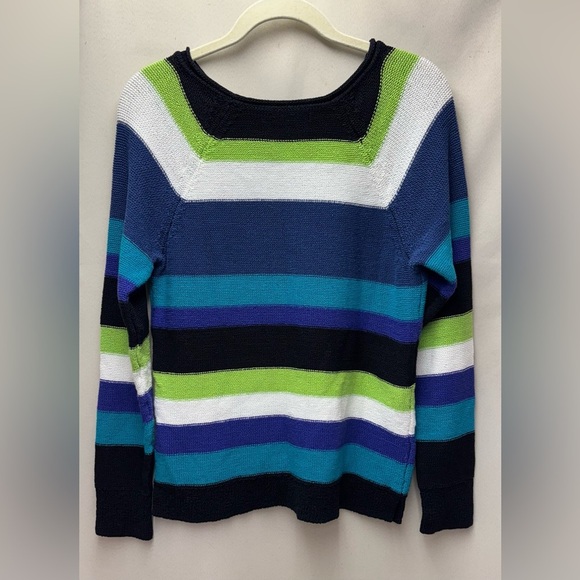 CHAPS Women's Striped Boat Neck Sweater Black Multi  Color Size Small - Picture 1 of 4